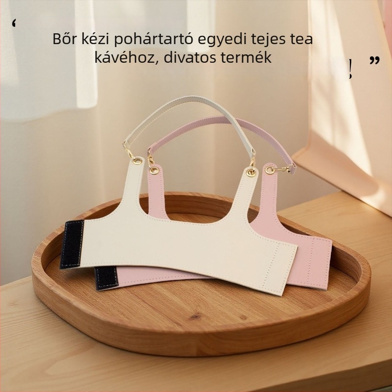 Személyre szabott PU bőr pohárhüvely, leválasztható Velcro pánttal – hordozható hőszigetelő tok teához és kávéhoz