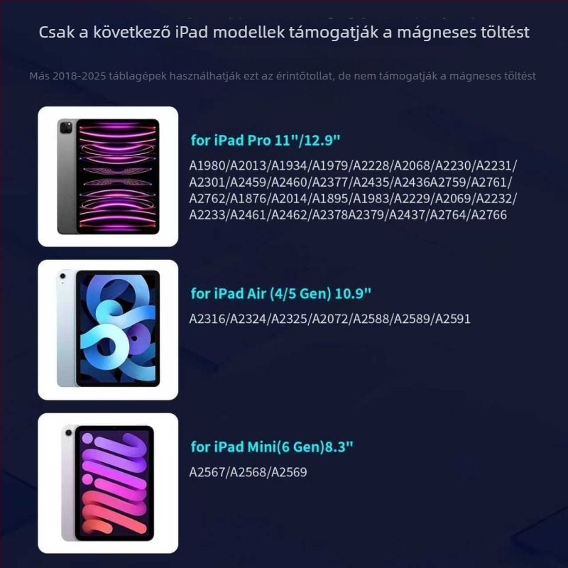 iPad kapacitív stylus Bluetooth-tal és mágneses töltéssel