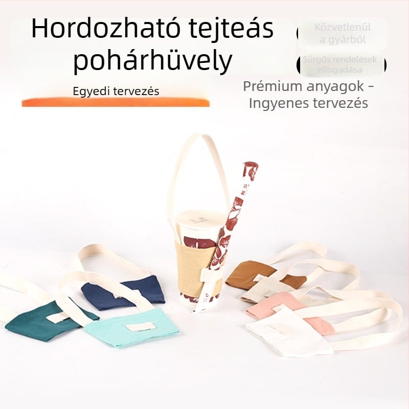 Modern minimalist vászon pohárfedél fogantyúval – hordozható pohárfedél tej- és kávé italokhoz