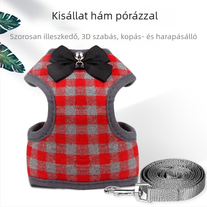 Kis méretű macskák és apró kutyák számára póráz és mellkasi hám masnival