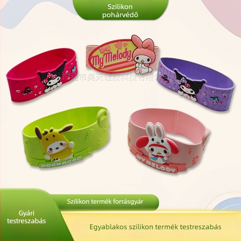 Cartoon szilikon pohárvédő gyűrű PVC-vel, égésvédő hőszigeteléssel kávés pohárhoz – testreszabható