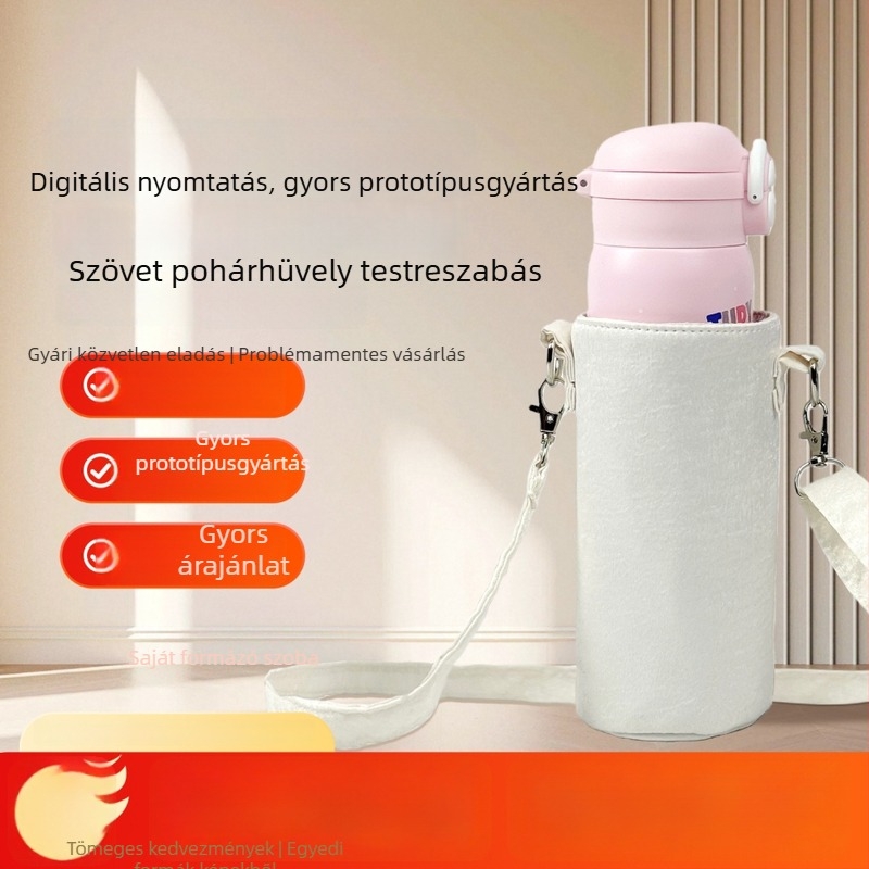 Univerzális pohártok üveg pohárhoz, hordozható vállon viselhető tok, állítható kültéri használatra