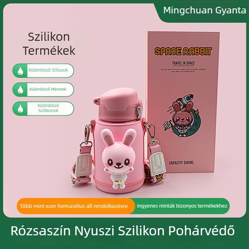 Gyerekeknek szóló szilikon pohárfedő, élelmiszer-minőségű, rajzfilm design, magas hőmérsékletállóság, csúszásmentes