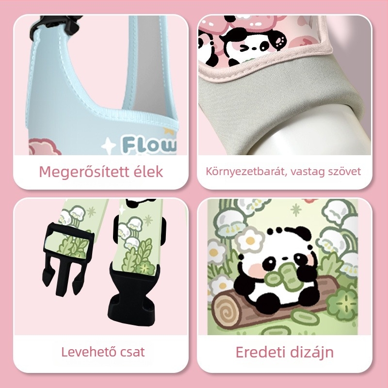 Panda gyerekek téli szigetelt vízpalack tok váll- és keresztpánttal, univerzális 350–600 ml