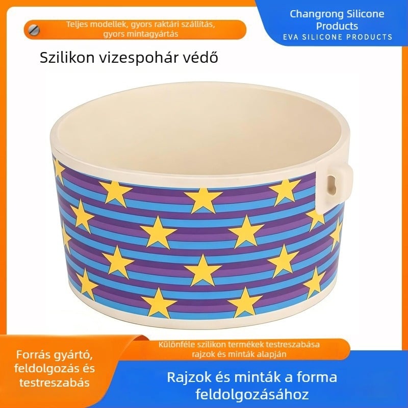 Személyre szabott szilikon pohárvédő hüvely, egyenes hengeres forma, csúszásmentes és hőszigetelt – Rajzok és minták szerint készítve