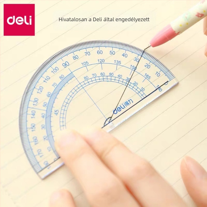 Deli 9597 vonalzó készlet – Négy részes tanulási irodaszerszett: vonalzó, egyenes vonalzó, háromszög és szögmérő