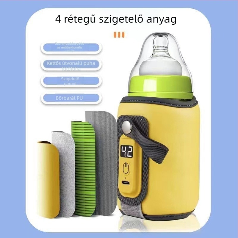 Hordozható tejmelegítő borítás szigeteléssel, állandó hőmérsékletet tartó melegítő párna, tejtároló zacskó melegítő és termosz fedél