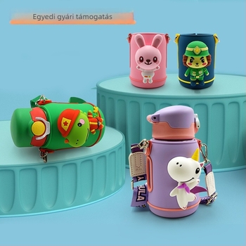 Egyedi szilikon pohárvédő karikatúra stílussal, szigetelt pohárhoz, gyerekeknek szánt vízitalhoz, csúszásgátló és leesés elleni védelem
