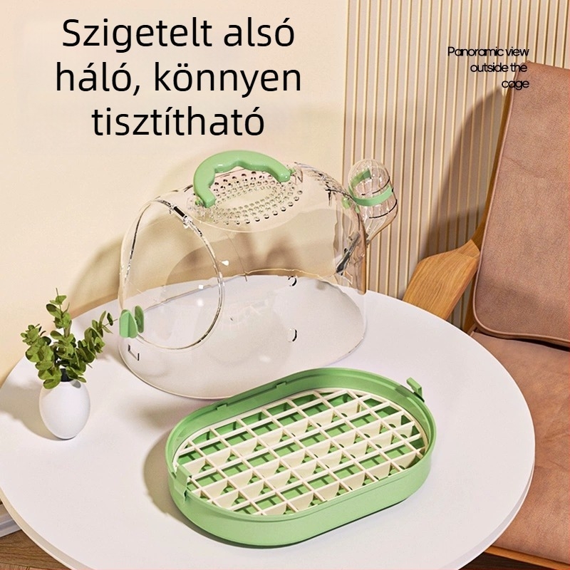 Átlátszó, hordozható hörcsög utazó ketrece kültéri használatra