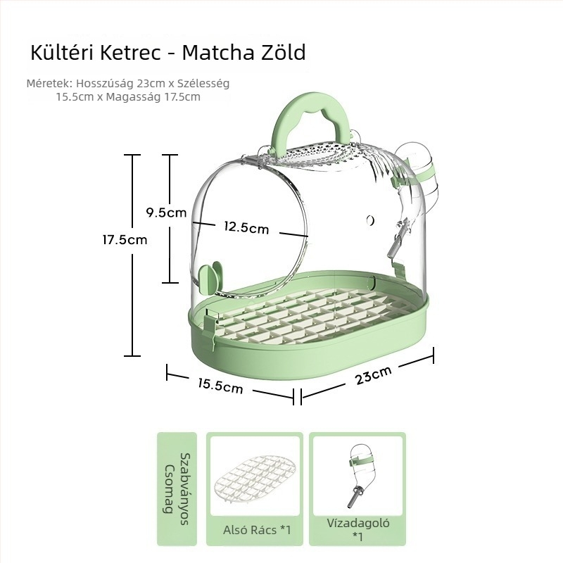 Átlátszó, hordozható hörcsög utazó ketrece kültéri használatra