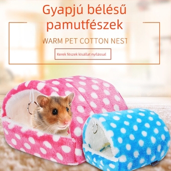 Téli meleg pamutszövet fészek kisállatoknak, függő, kerek formájú rejtekhely
