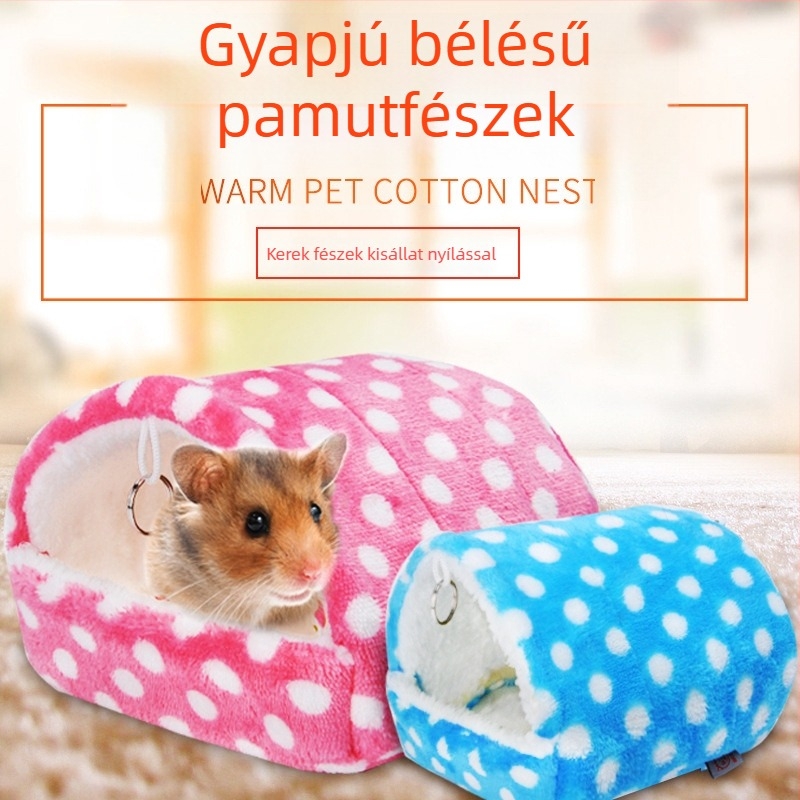 Téli meleg pamutszövet fészek kisállatoknak, függő, kerek formájú rejtekhely