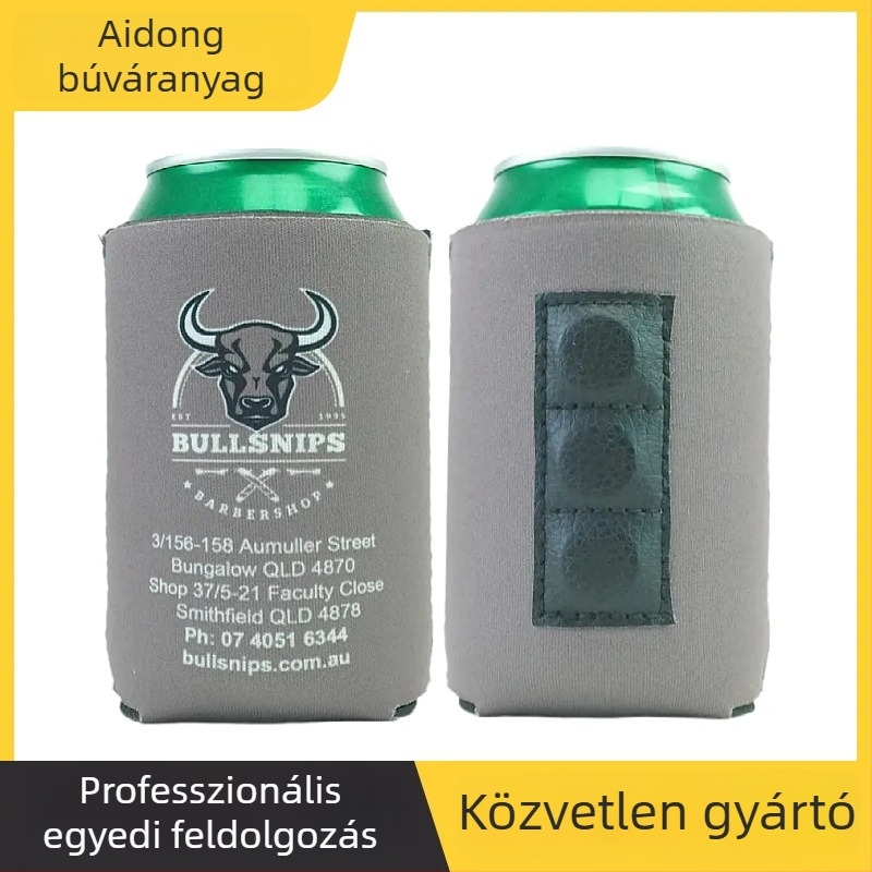 Neoprén pohár- és üvegvédő, mágneses zár, sör- és cola dobozos italokhoz