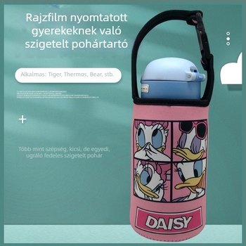 Logóval ellátott hordozható hőszigetelt pohárvédő, domborított textúrával, ütésálló.