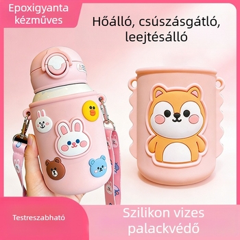 Testreszabható szilikon pohárvédő, hőszigetelés, környezetbarát, rajzfilmszerű dizájn, csúszásmentes, vízálló, puha szilikon