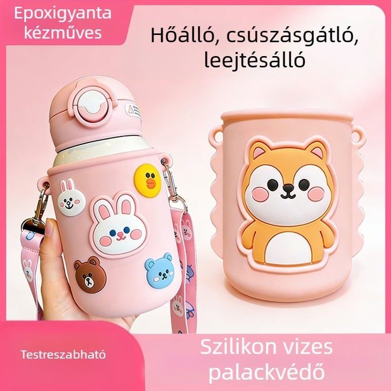 Testreszabható szilikon pohárvédő, hőszigetelés, környezetbarát, rajzfilmszerű dizájn, csúszásmentes, vízálló, puha szilikon