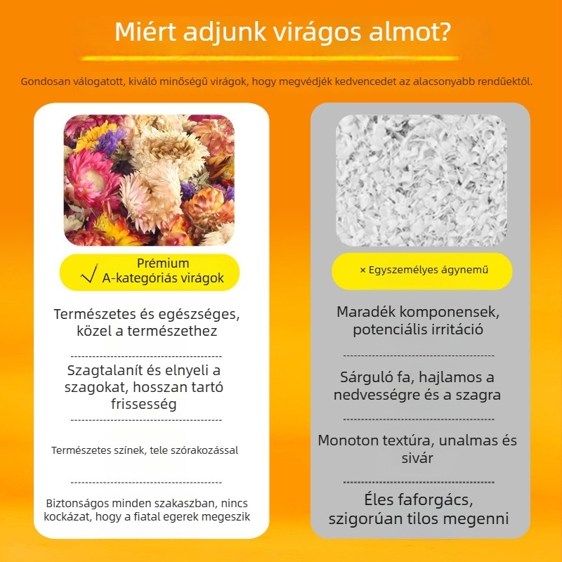 Természetes virágos alom hamster számára, dezodoráló és hűsítő nyári alom, fa forgács fészkekhez és ketrecekhez, kisállat dekoráció
