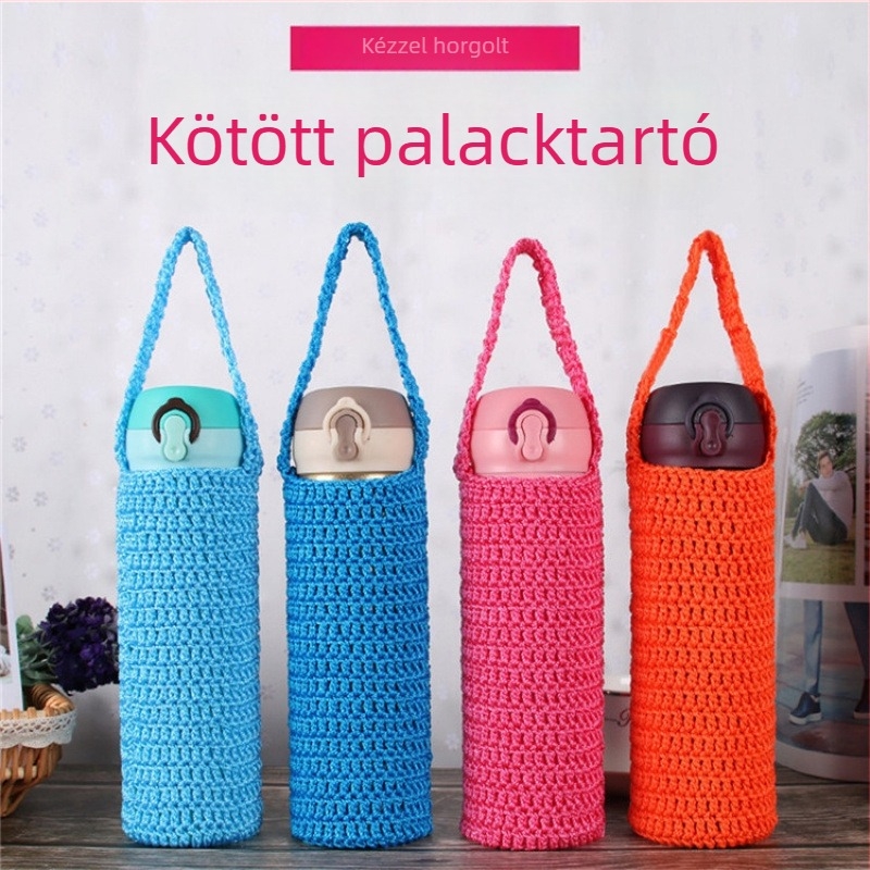 Kézzel horgolt pohárfedő termoszigeteléssel üveg- és teás poharakhoz