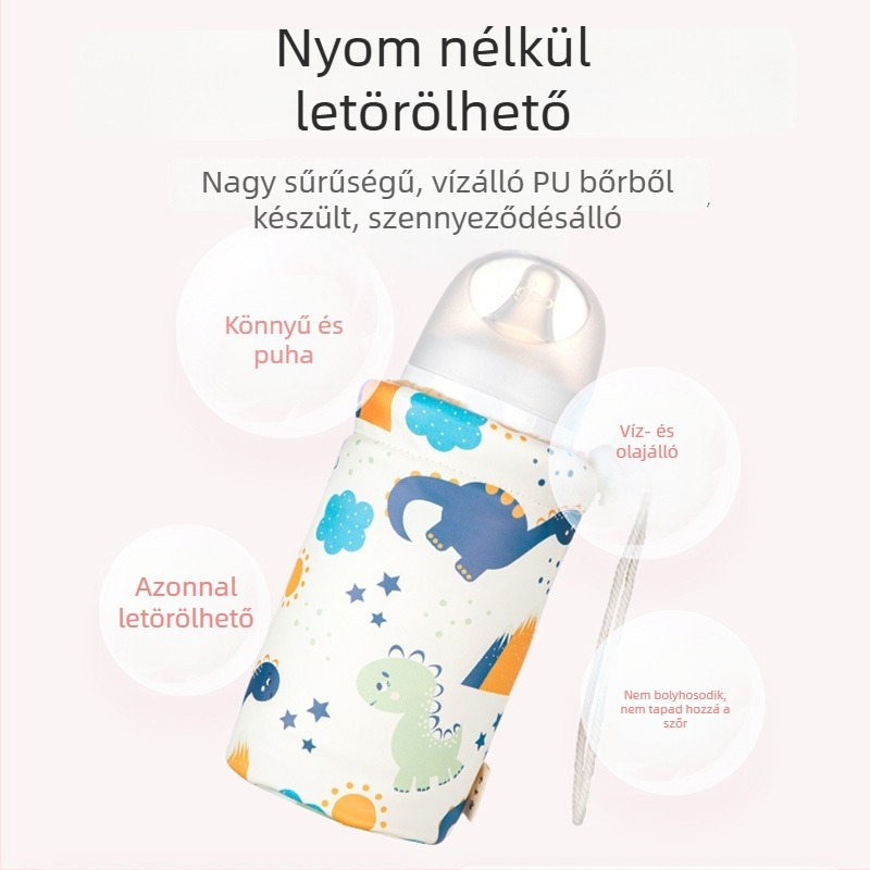 Universal PU bőrű cumisüveg hőszigetelő tok, széles nyakú, vízálló, szennyeződésálló, ütésálló védelem