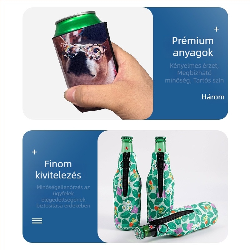 Személyre szabott textil doboz-hüvely sör- és üdítődobozokhoz, európai/amerikai stílus, szigetelt, megvédi a kezet a hidegtől.
