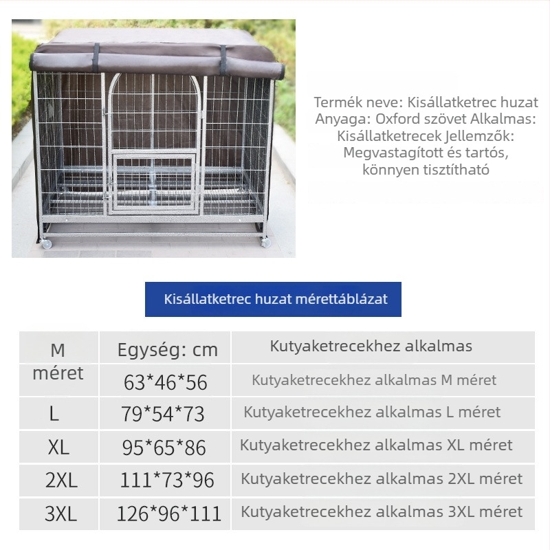 Kültéri kutya ketrec szigetelő fedél nagytestű kutyák számára