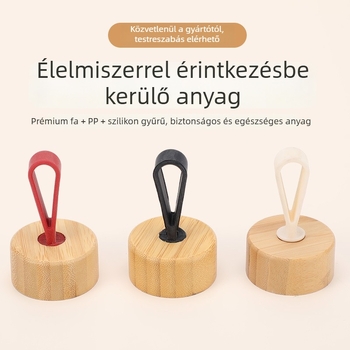 Kerek üvegpohár faból készült fedéllel és hordozó fogantyúval, hordozható, testreszabható fedél