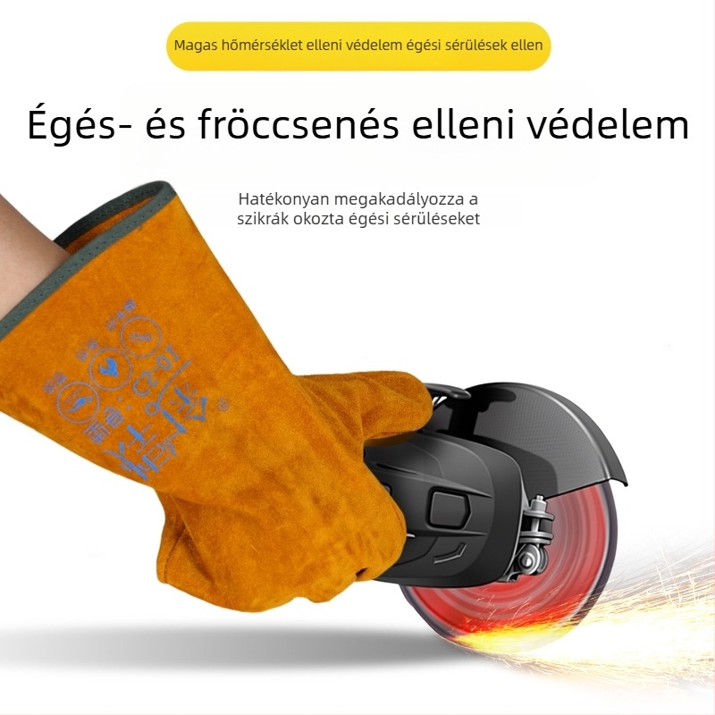 Marhabőr hegesztő kesztyűk, kopásállóak, hosszúak, égésállóak, hőállóak, védő kesztyűk hegesztőknek