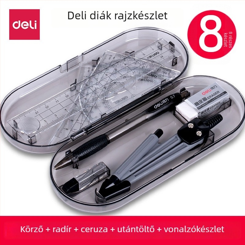 Deli 9591 Iskolai rajzkészlet: körző és vonalzó geometriához