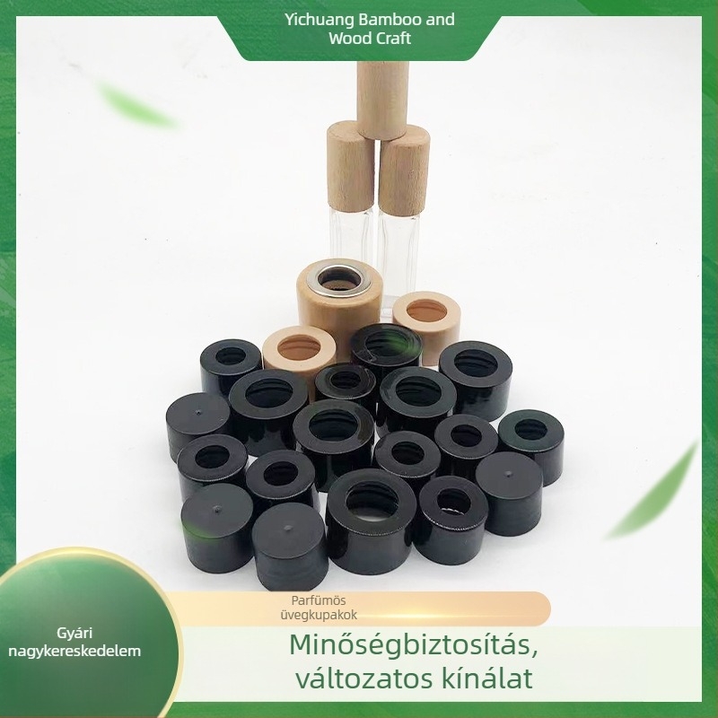 Személyre szabott minta parfümös üveg, üveg az illóolajokhoz, két fedél: fa és bambusz