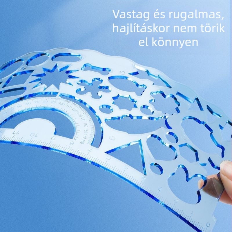 7 darab geometriai vonalzókészlet körvezetőkkel és kézzel írt újság sablonokkal diákok számára