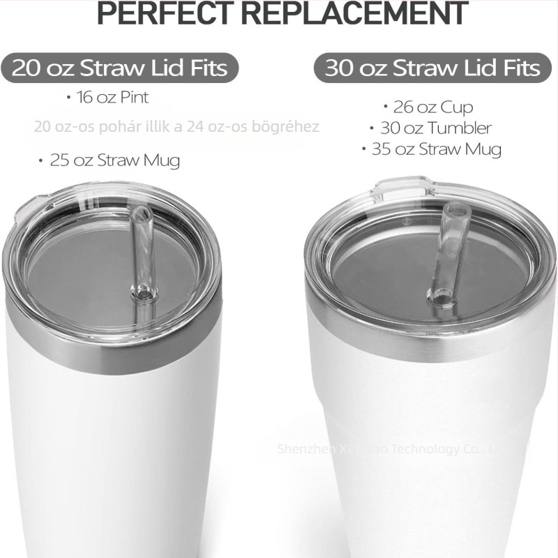 Autós pohár szívószállal és fedéllel, műanyag fedél, 30oz/20oz, szivárgásmentes