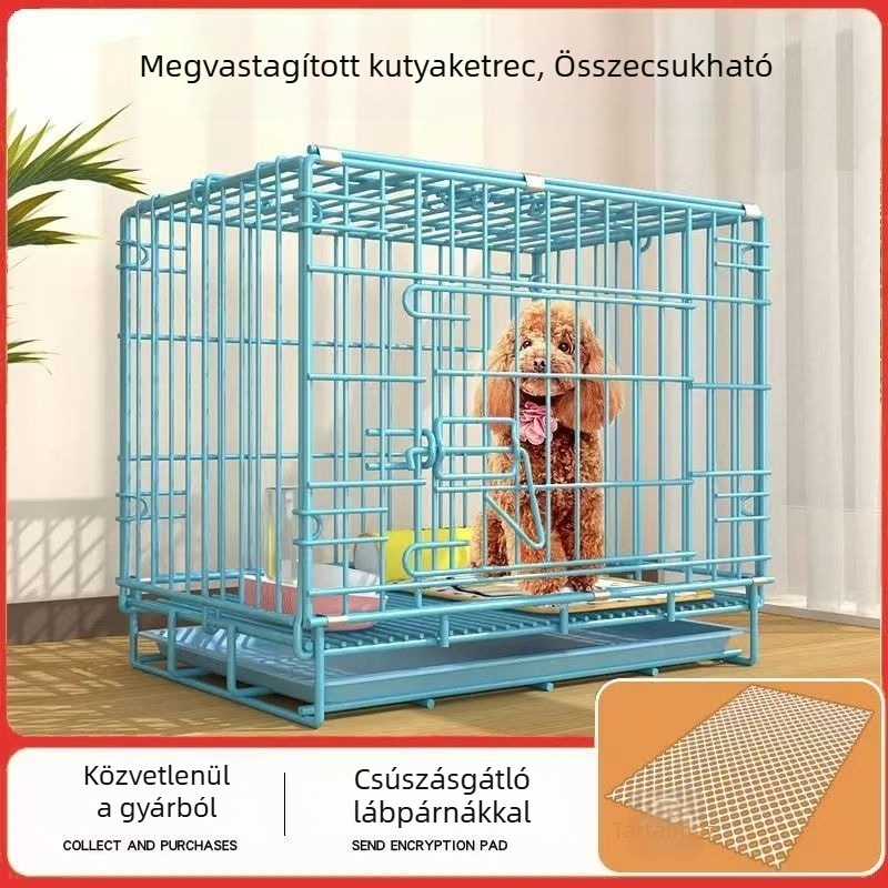 Vastag drótból készült, belső használatra szánt összecsukható kutyaketrec nagy, közepes és kis testű kutyáknak