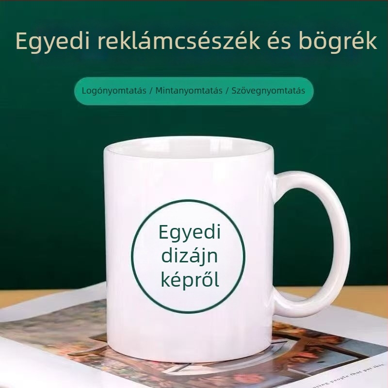 Személyre szabható kerámia bögre: logó nyomtatás, képek és szöveg – üzleti ajándék