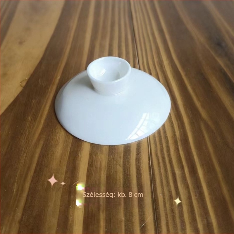 150 ml fehér porcelán teás tál fedővel, kézzel készített