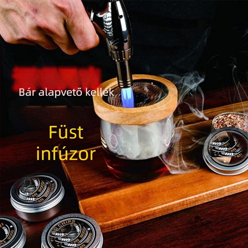 Koktélfüstölő készlet fedéllel – konyhai füstölő eszközök whiskyhez és szeszes italokhoz