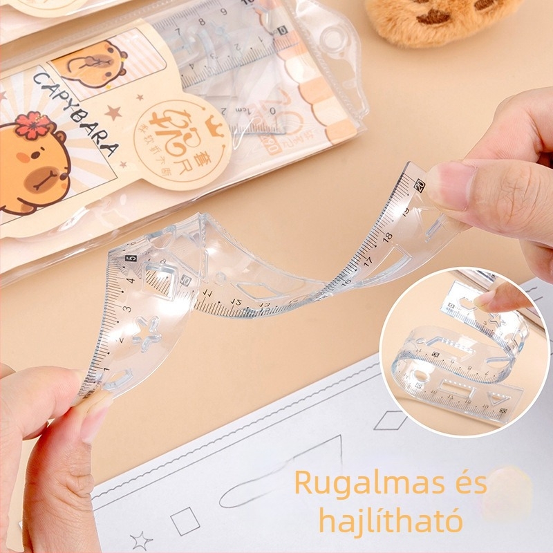 Kapibara rugalmas vonalzó készlet, 20 cm, 4 darab – rajzoláshoz és méréshez