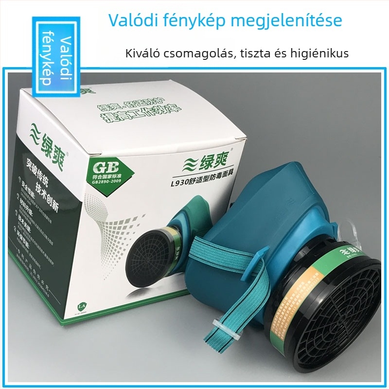 Green and Cool gázmaszk aktív szén szűrővel, L9303 – védelem vegyi szagok, peszticidek és spray-festék szagok ellen