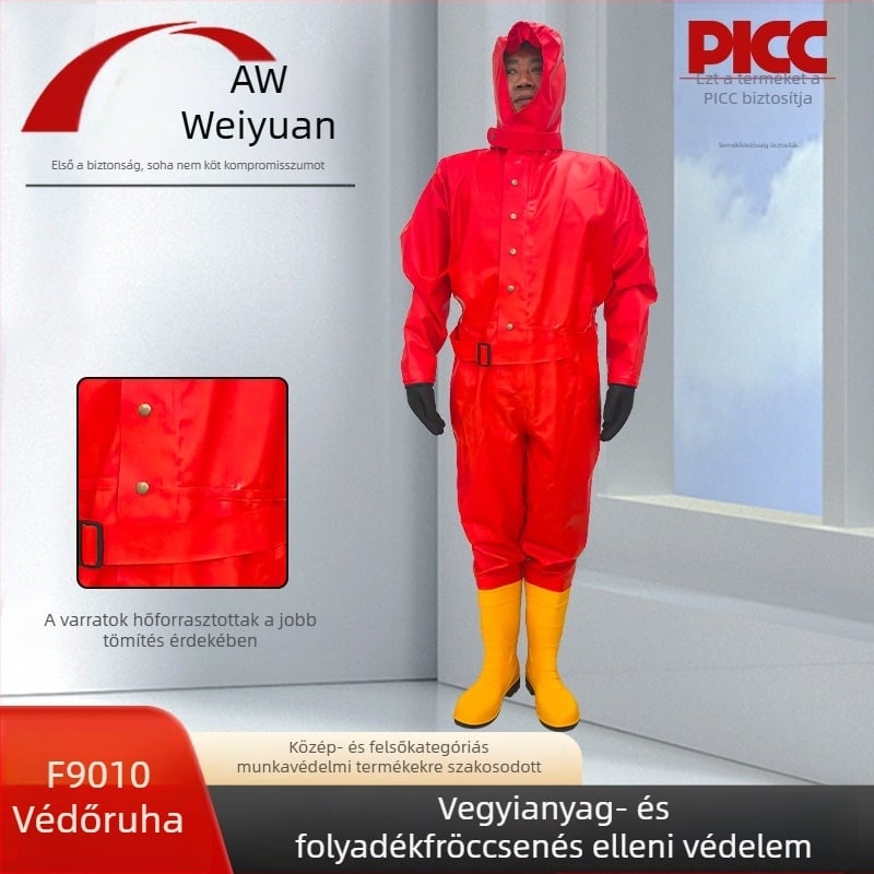 Weian könnyű kémiai védőruha, félzáródó F9010, sav- és lúgálló, antistatikus, teljes testre