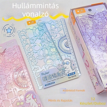 Little Fish diákoknak szánt két darabos vonalzó készlet: átlátszó műanyag vonalzók kaleidoszkóp mintával, többfunkciós készlet