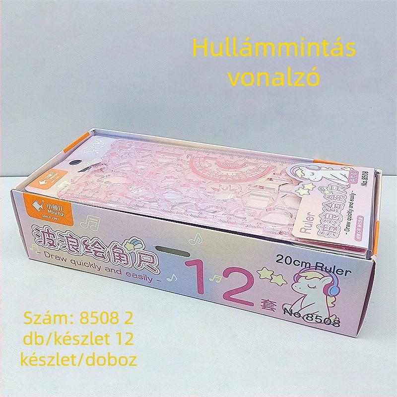 Little Fish diákoknak szánt két darabos vonalzó készlet: átlátszó műanyag vonalzók kaleidoszkóp mintával, többfunkciós készlet