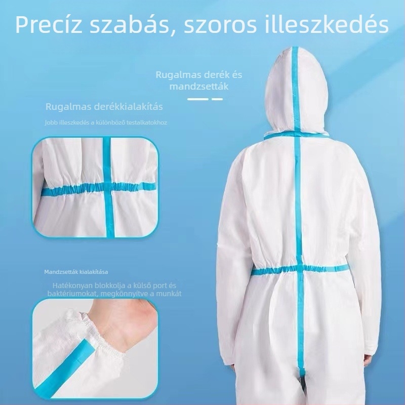 Egyszer használatos védőoverál permetezéshez és állattenyésztéshez; vízálló izolációs köpeny, porvédelem, fehér, egy méret