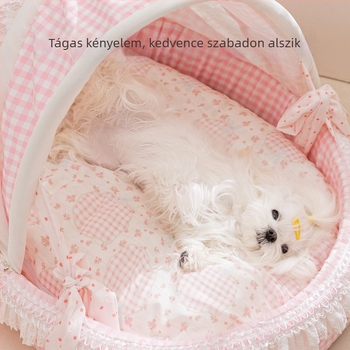 Félig zárt kutyaágy bölcső-stílusú kialakítással, kis- és közepes méretű kutyáknak