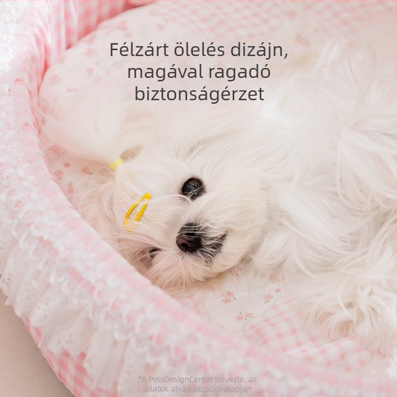 Félig zárt kutyaágy bölcső-stílusú kialakítással, kis- és közepes méretű kutyáknak