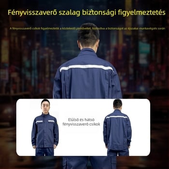 Vastag pamutból készült tűzálló hegesztőruha acélüzemek számára, hőszigeteléssel és égési sérülések elleni védelemmel, fényvisszaverő csíkokkal