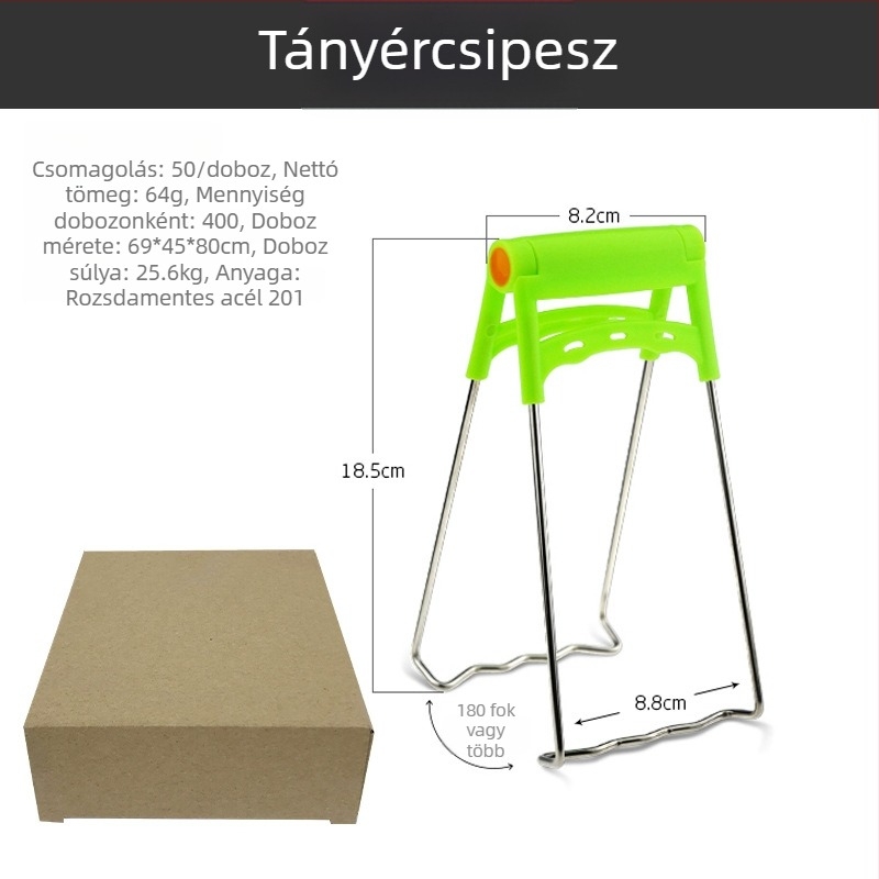 Rozsdamentes acél konyhai csipesz tálakhoz, edényekhez és tányérokhoz, konzervnyitóval