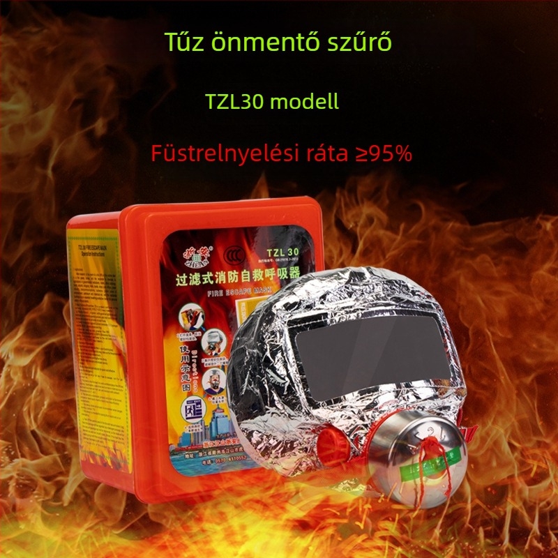Tűzvédelmi mentőmaszk szűrővel füst és toxikus gázok ellen