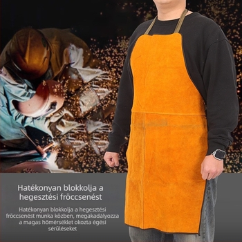 Hosszú marhabőr hegesztő kötény, kopásálló, hőszigetelő, szikravédett, magas hőmérsékletű hegesztéshez
