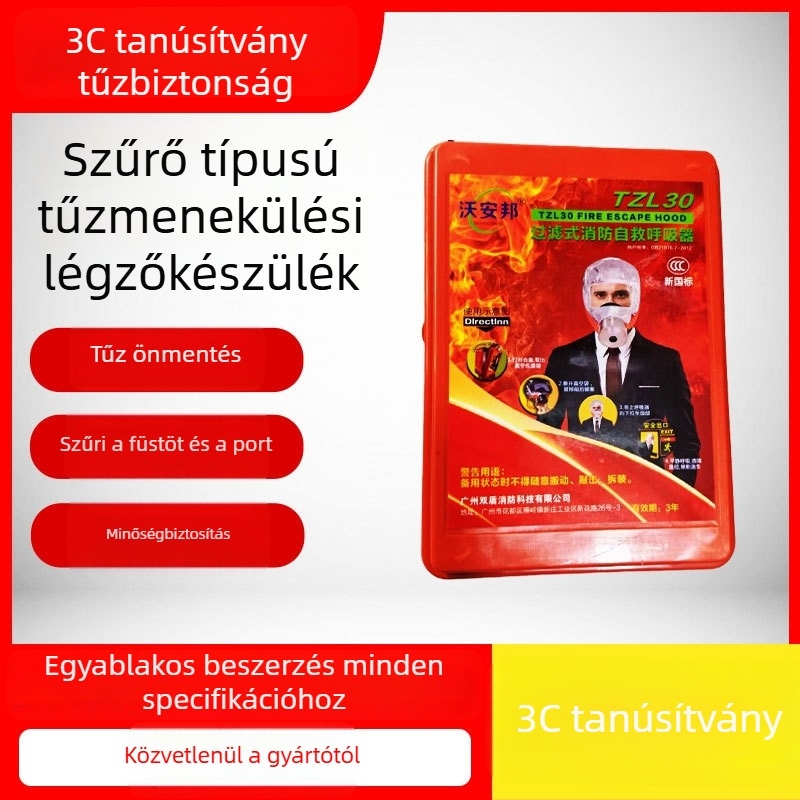 Önmentő légzőkészlet és tűzvédelmi menekülő maszk szállodákhoz, vendégházakhoz és bérleményekhez