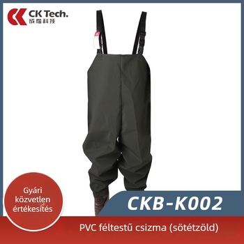 K002 Egyszemélyes PVC vízálló waders, félhosszú, vastag anyag, horgászathoz és esős időkhöz