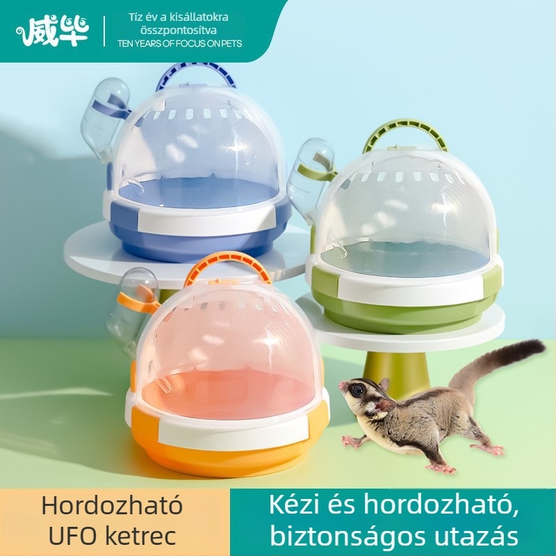 Hordozható UFO ketrec kisállatoknak — sugar glider, hörcsög és sündisznó, fészekkel